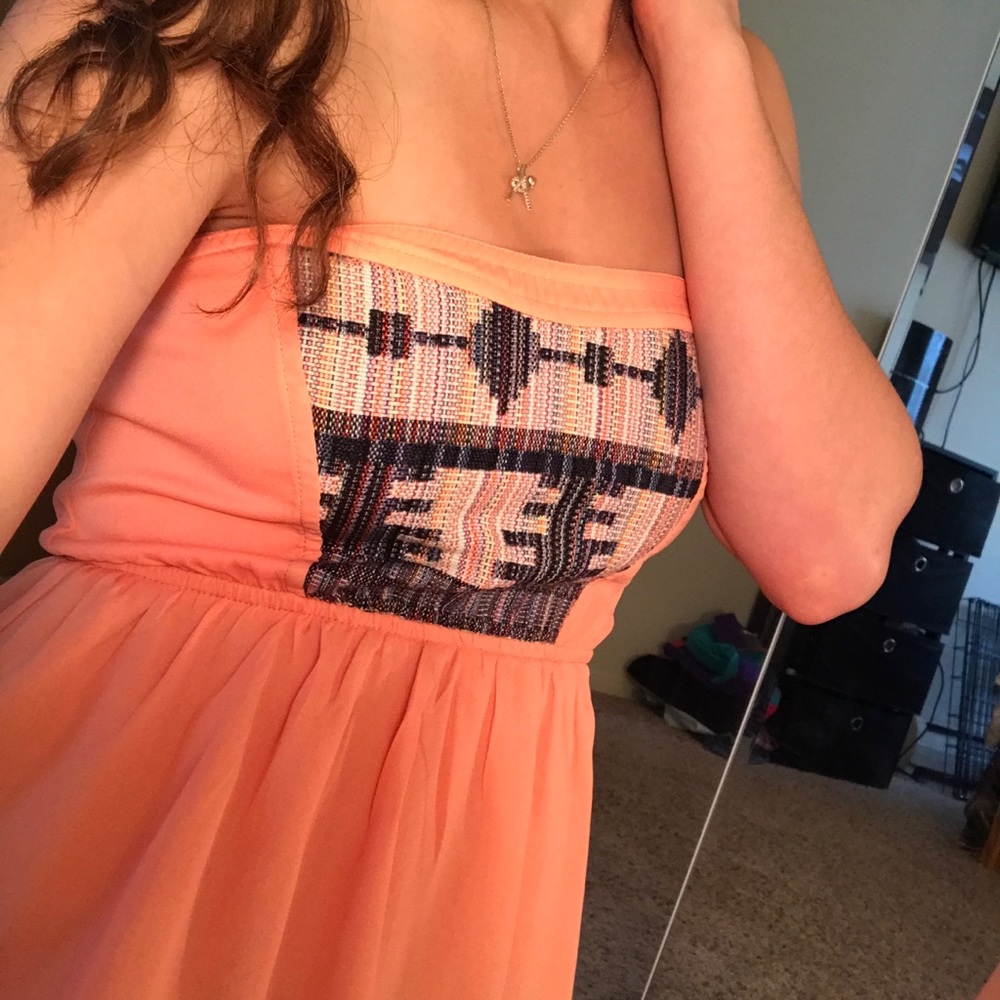 Peach strapless dress